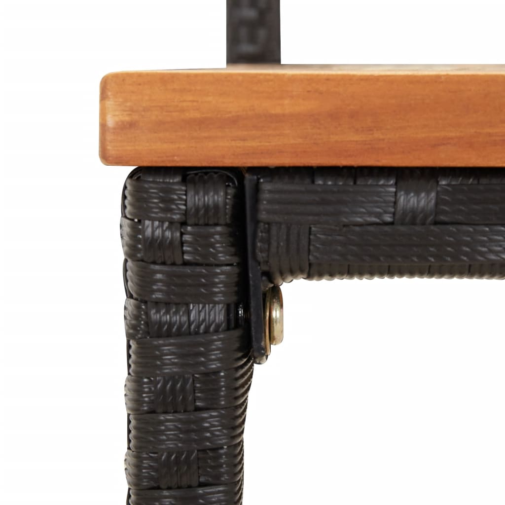 Tabourets de bar lot de 2 noir résine tressée et bois d'acacia - XIOS