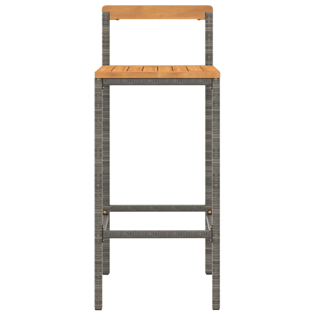 Tabourets de bar lot de 2 gris résine tressée et bois d'acacia - XIOS