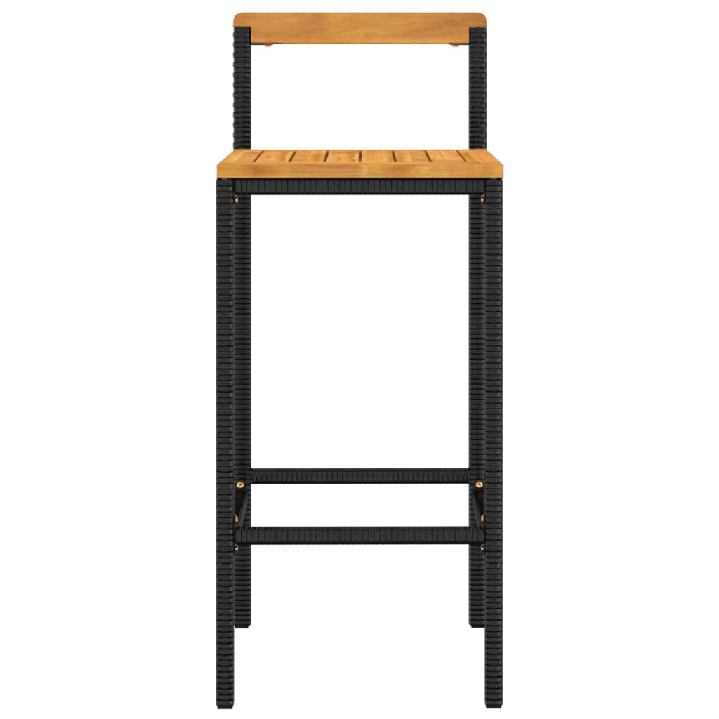 Tabourets de bar lot de 4 noir résine tressée et bois d'acacia - XIOS