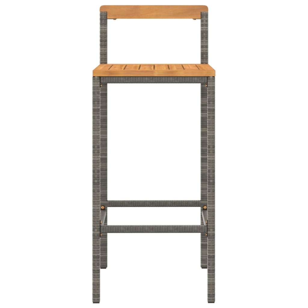 Tabourets de bar lot de 4 gris résine tressée et bois d'acacia - XIOS