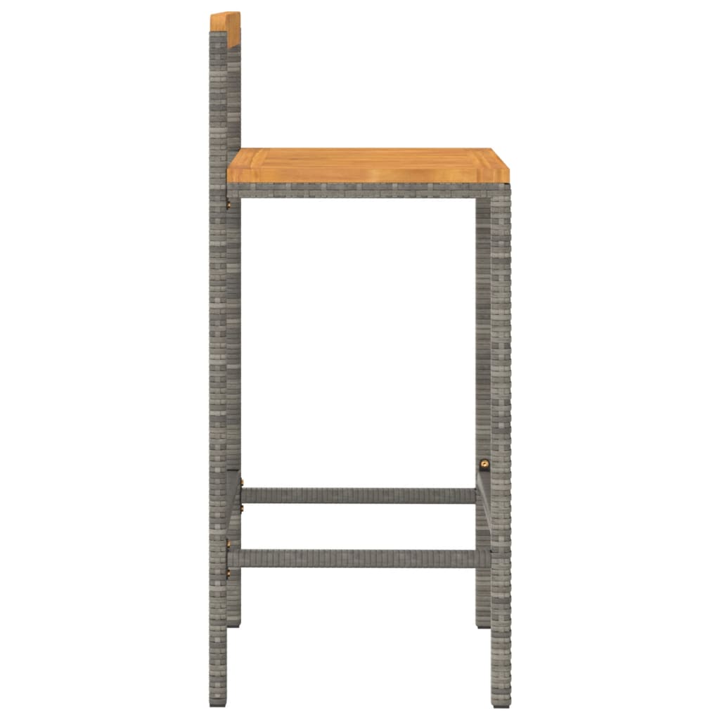 Tabourets de bar lot de 4 gris résine tressée et bois d'acacia - XIOS