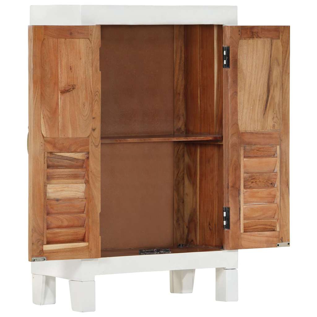 Buffet blanc 55x30x90 cm bois massif d'acacia - XIOS
