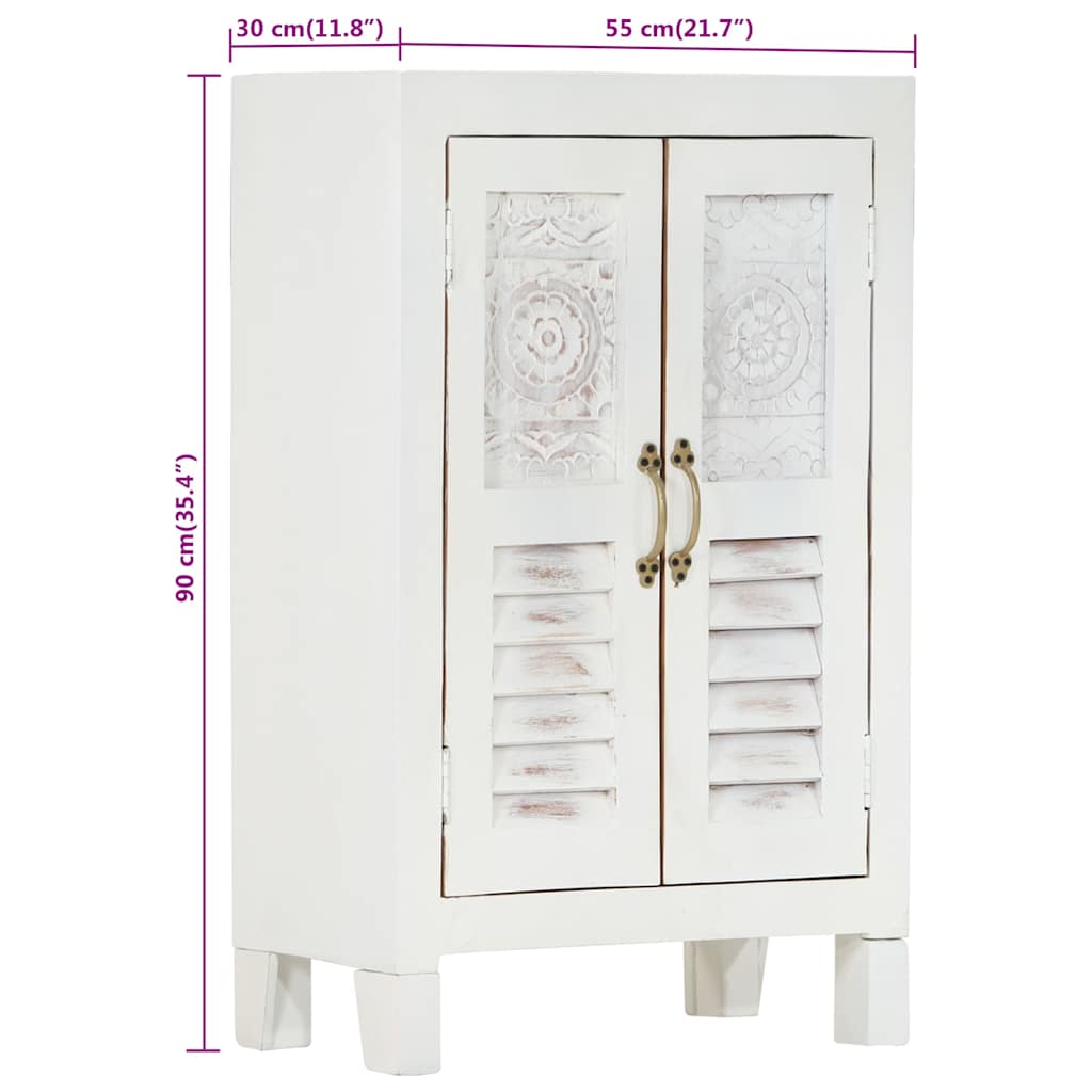 Buffet blanc 55x30x90 cm bois massif d'acacia - XIOS