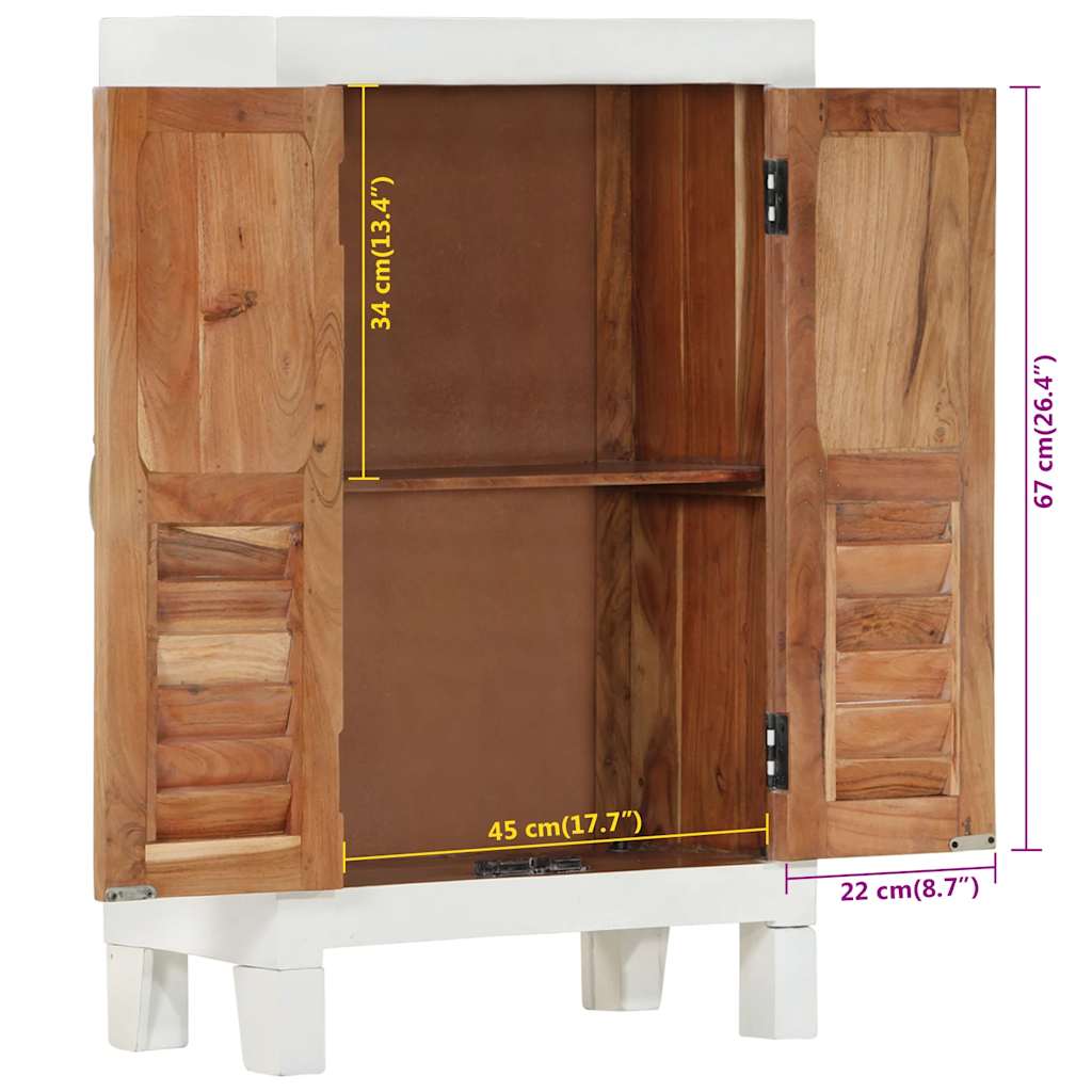 Buffet blanc 55x30x90 cm bois massif d'acacia - XIOS