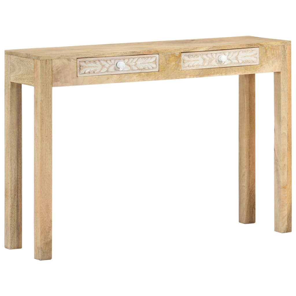 Table console 110x30x75 cm bois de manguier massif blanchi