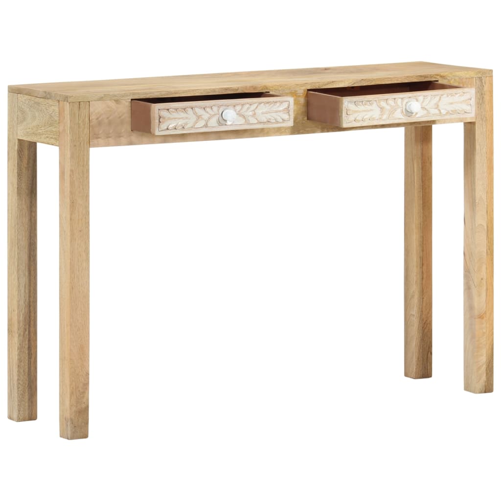 Table console 110x30x75 cm bois de manguier massif blanchi
