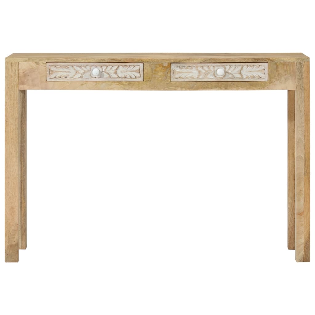 Table console 110x30x75 cm bois de manguier massif blanchi