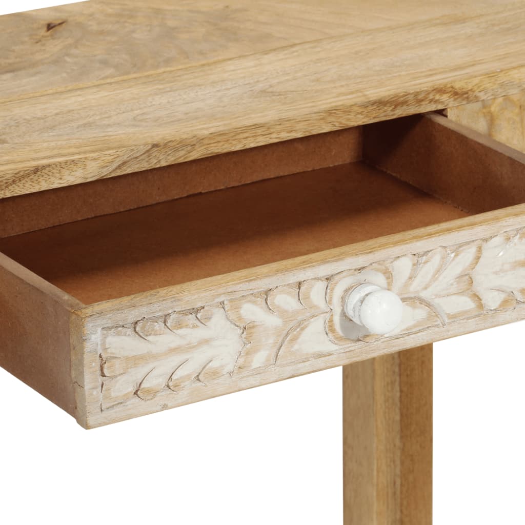 Table console 110x30x75 cm bois de manguier massif blanchi