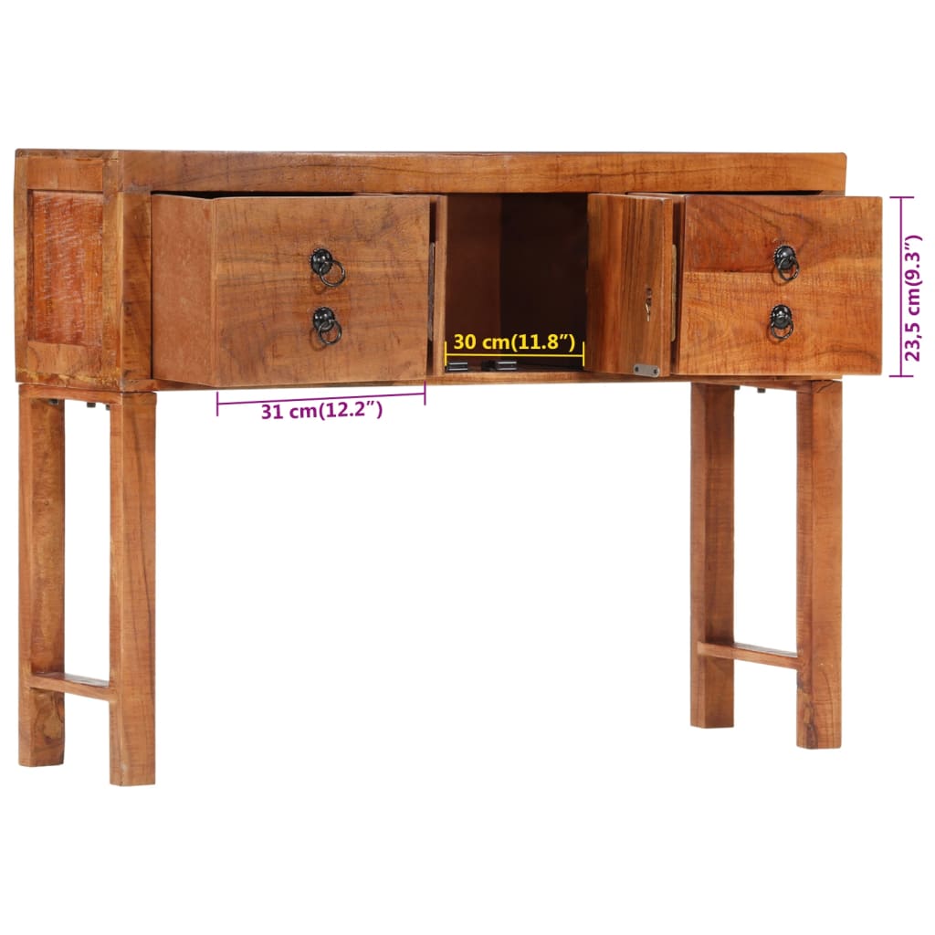 Table console 120x32x80 cm bois massif d'acacia - XIOS