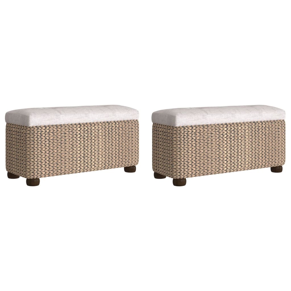 Bancs de rangement lot de 2 avec coussin gris 69 cm quenouille - XIOS