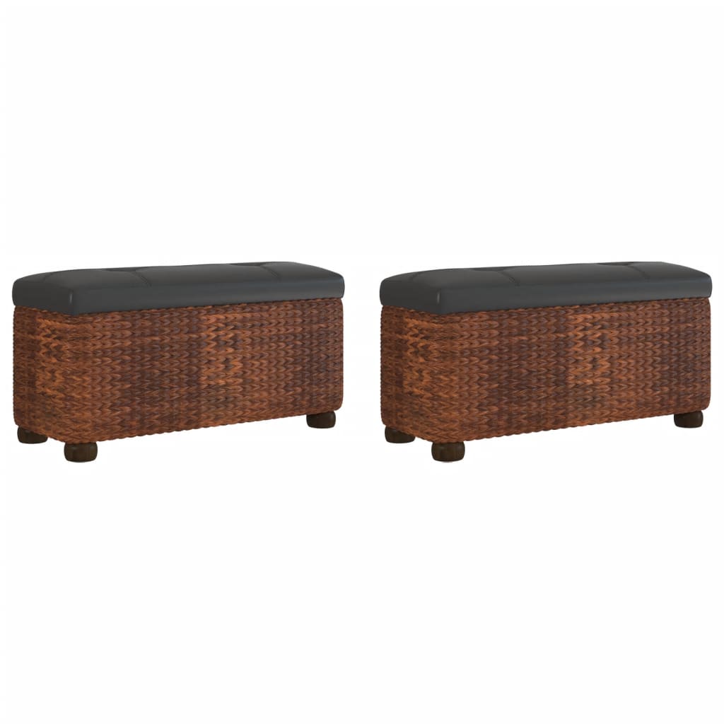 Bancs de rangement lot de 2 et coussin marron 69 cm quenouille - XIOS