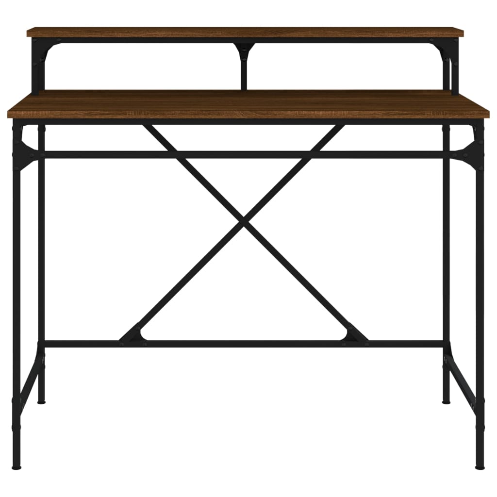 Bureau chêne marron 100x50x90 cm bois d'ingénierie et fer Bureaux vidaXL