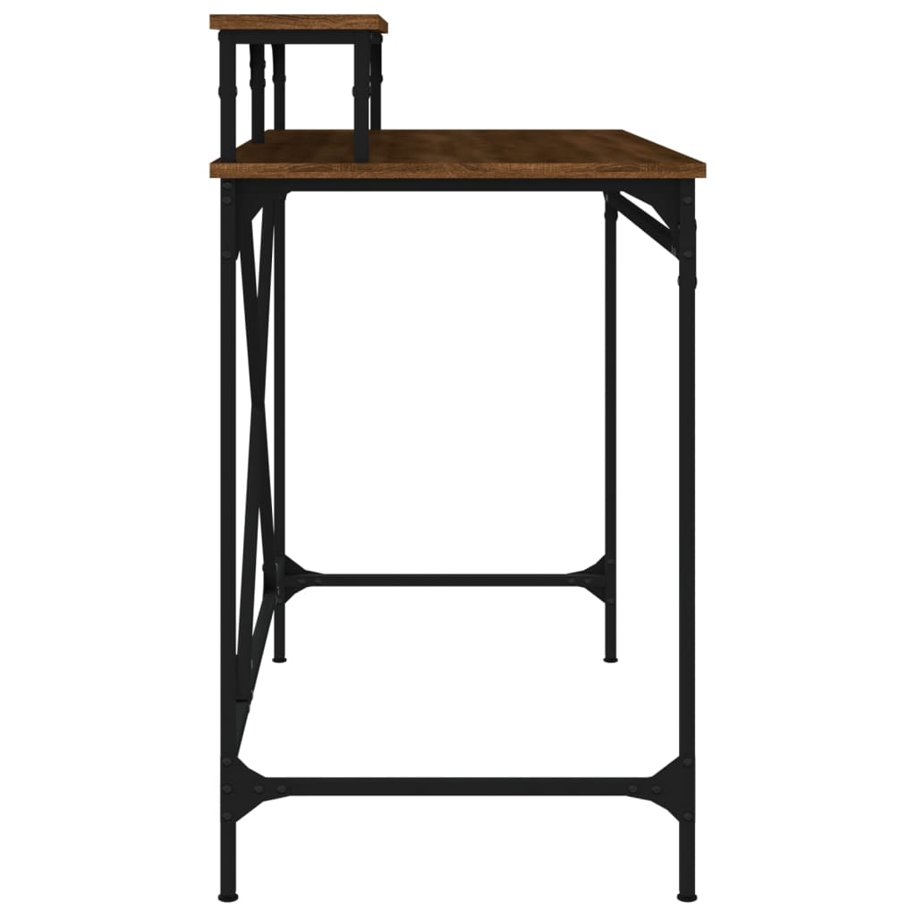 Bureau chêne marron 100x50x90 cm bois d'ingénierie et fer Bureaux vidaXL