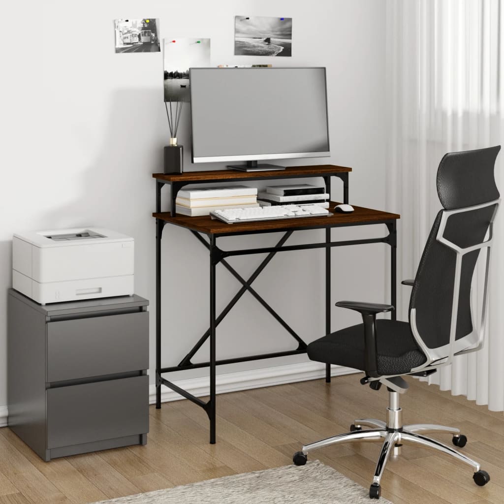 Bureau chêne marron 80x50x90 cm bois d'ingénierie et fer Bureaux vidaXL