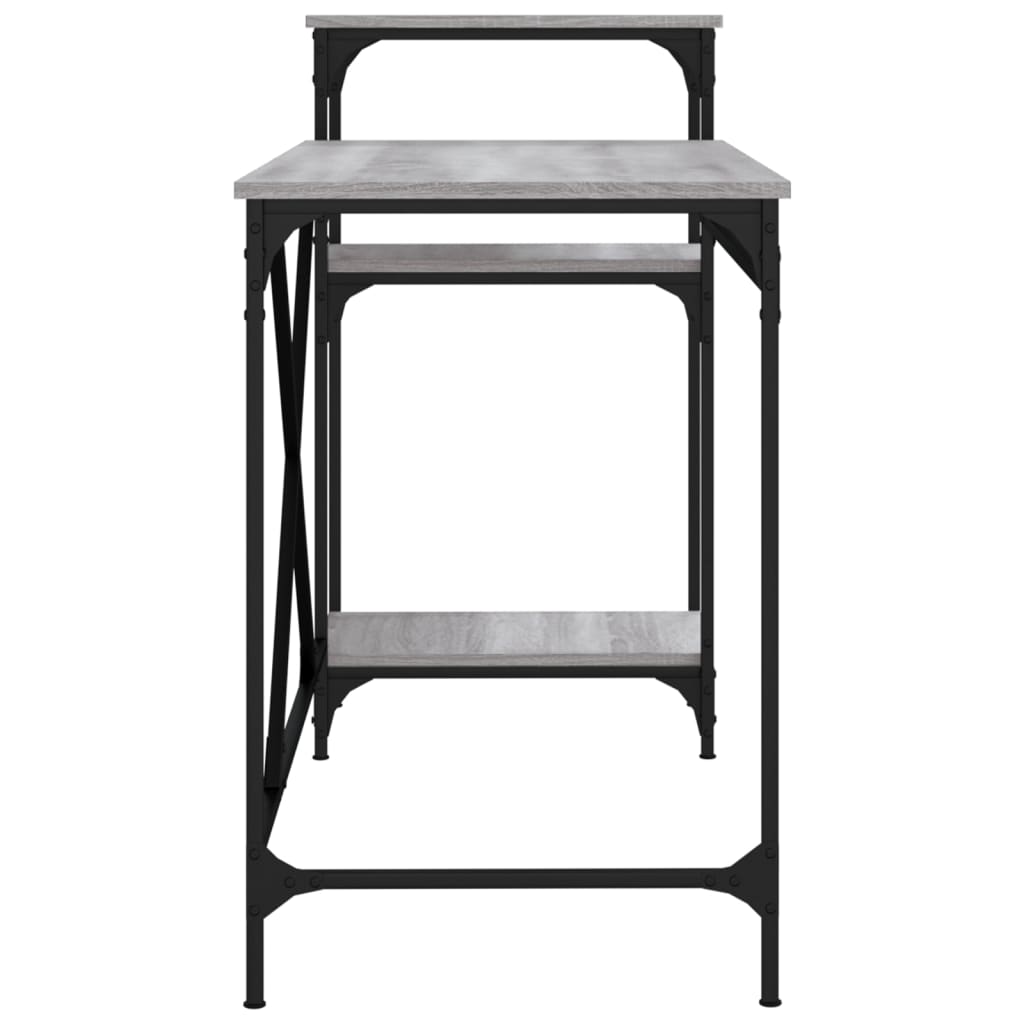 Bureau et étagères sonoma gris 135x50x90 cm bois ingénierie/fer - XIOS