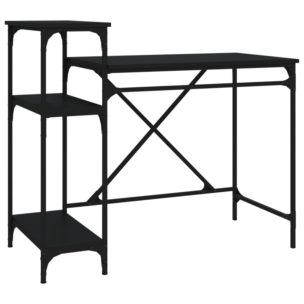 Bureau avec étagères noir 105x50x90 cm bois d'ingénierie et fer Bureaux vidaXL
