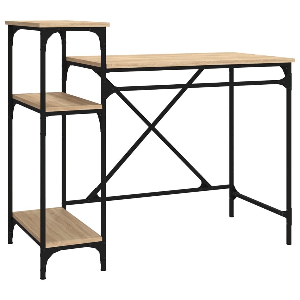 Bureau avec étagères chêne 105x50x90cm bois d'ingénierie et fer Bureaux vidaXL
