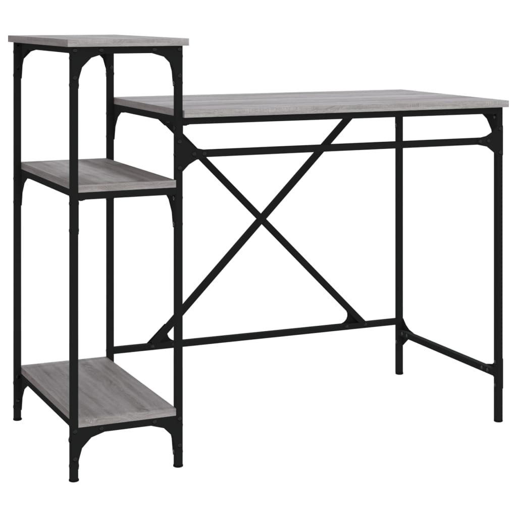 Bureau avec étagères sonoma 105x50x90 cm bois d'ingénierie/fer Bureaux vidaXL