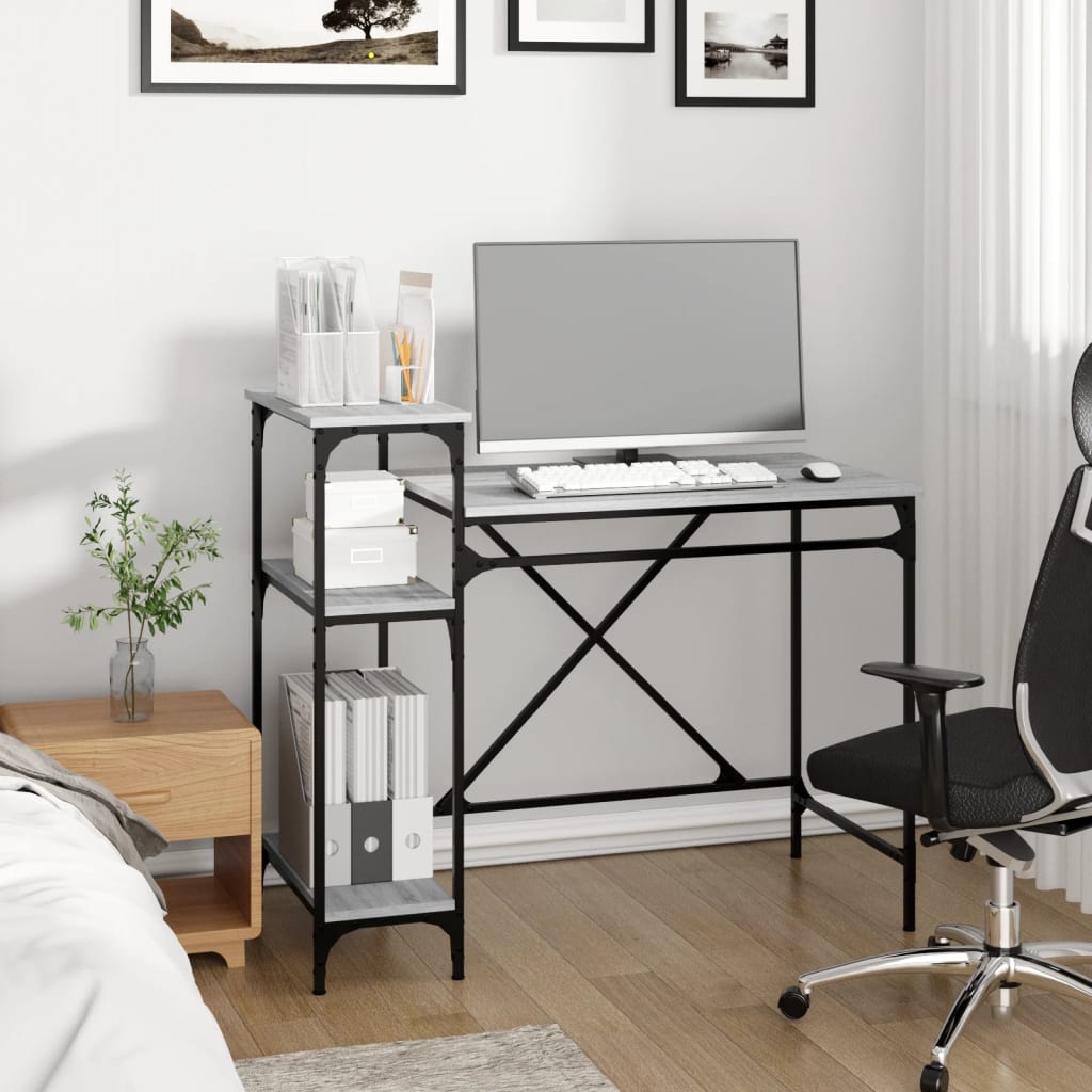 Bureau avec étagères sonoma 105x50x90 cm bois d'ingénierie/fer Bureaux vidaXL