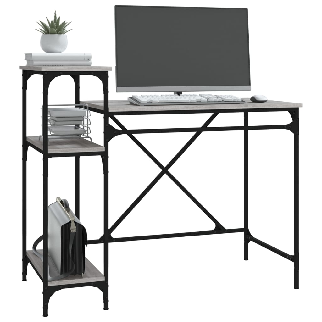 Bureau avec étagères sonoma 105x50x90 cm bois d'ingénierie/fer Bureaux vidaXL