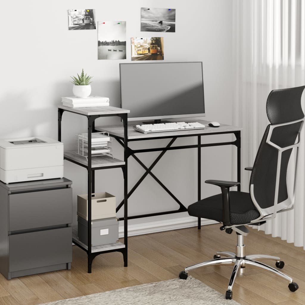 Bureau avec étagères sonoma 105x50x90 cm bois d'ingénierie/fer Bureaux vidaXL