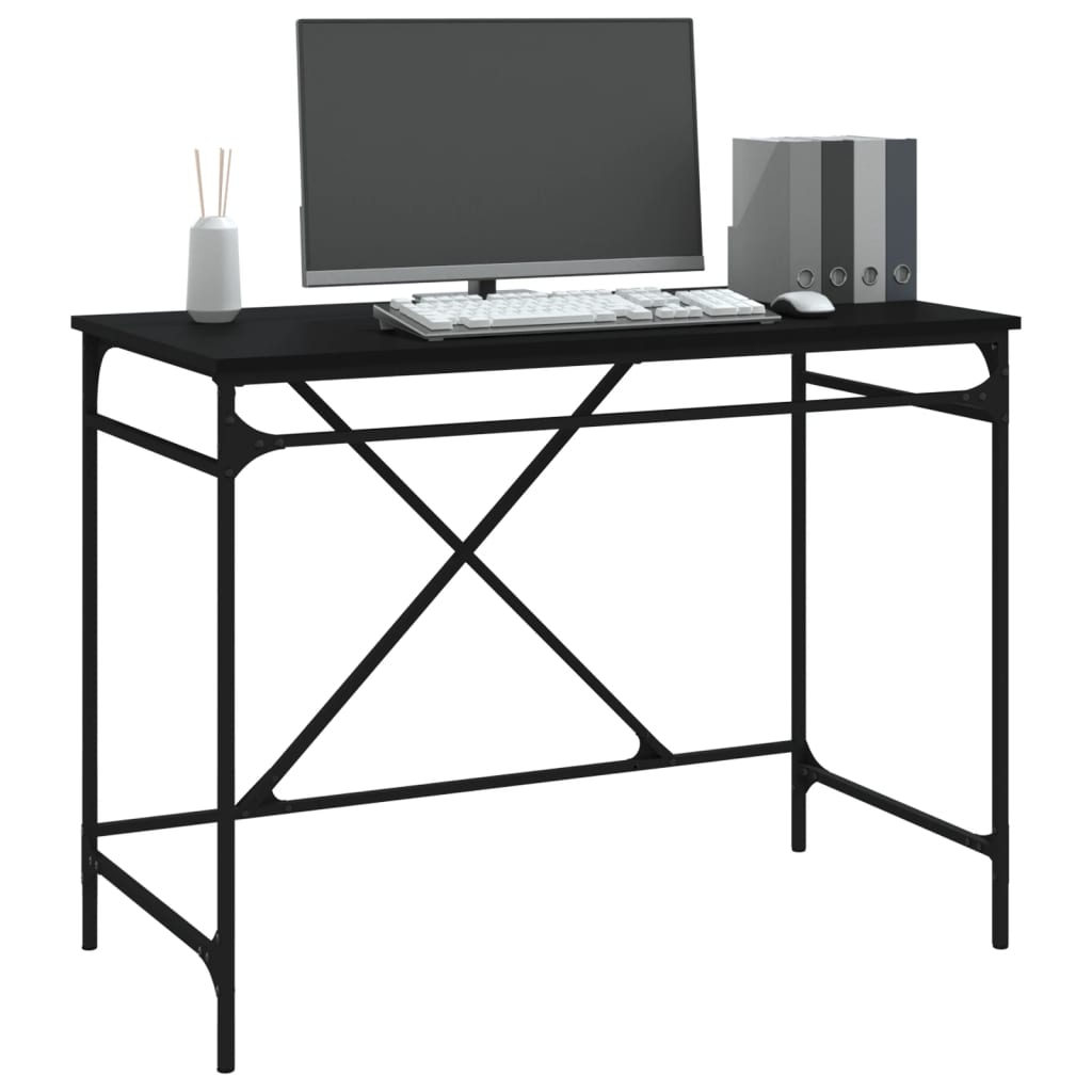 Bureau noir 100x50x75 cm bois d'ingénierie et fer - XIOS