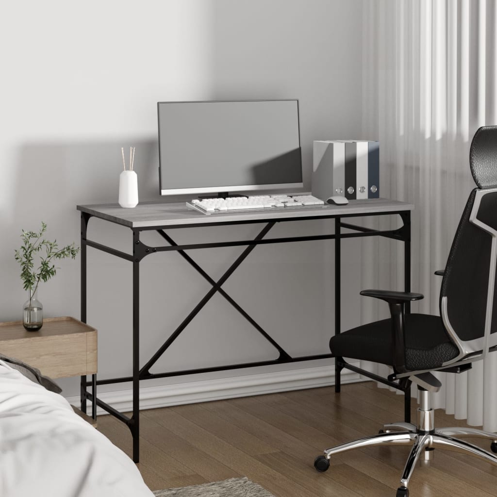 Bureau sonoma gris 100x50x75 cm bois d'ingénierie et fer Bureaux vidaXL