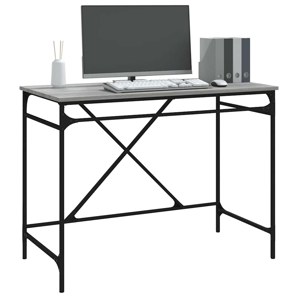 Bureau sonoma gris 100x50x75 cm bois d'ingénierie et fer Bureaux vidaXL