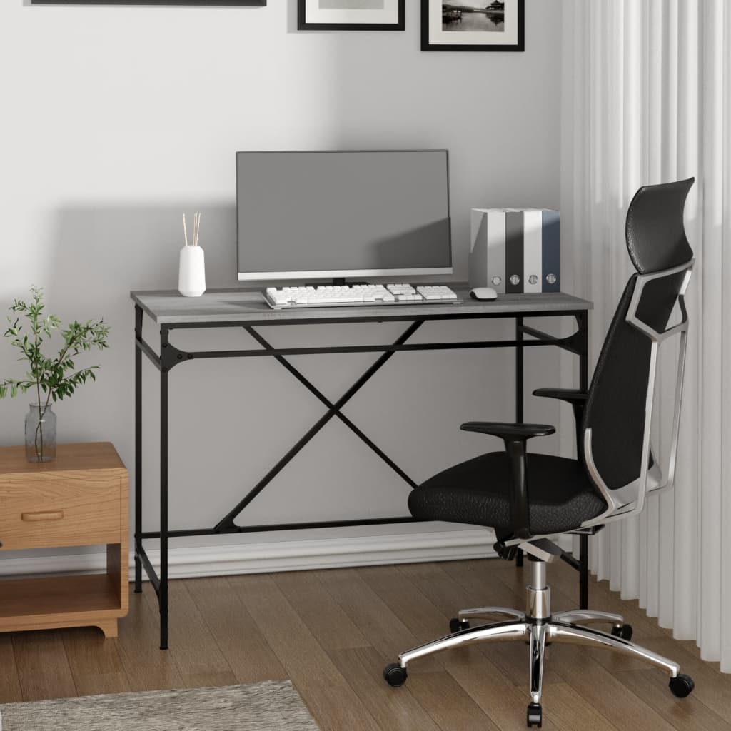 Bureau sonoma gris 100x50x75 cm bois d'ingénierie et fer Bureaux vidaXL