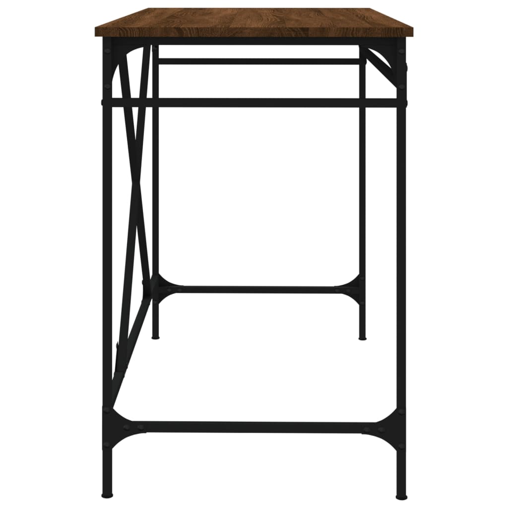 Bureau chêne marron 100x50x75 cm bois d'ingénierie et fer Bureaux vidaXL
