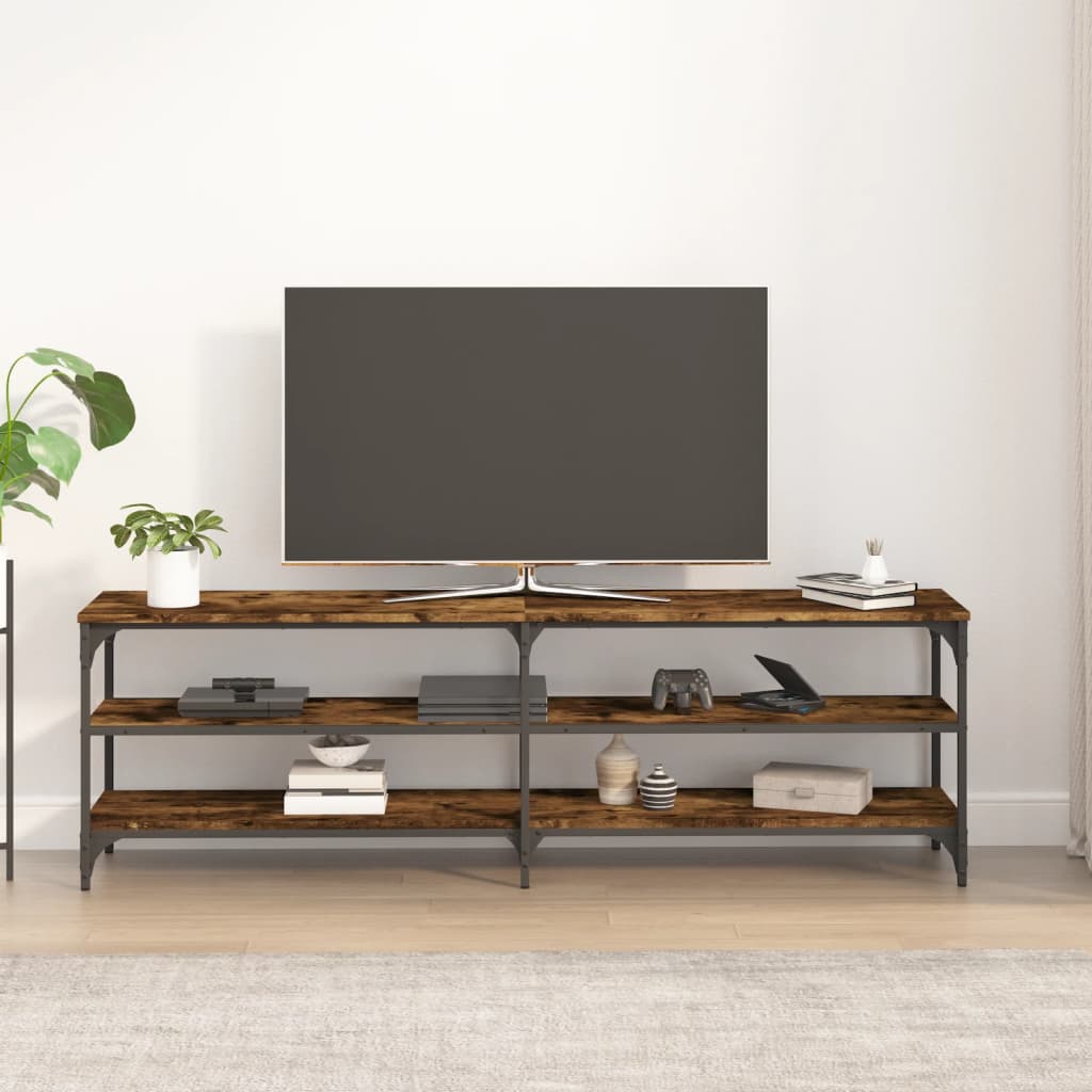 Meuble TV chêne fumé 160x30x50 cm bois d'ingénierie - XIOS