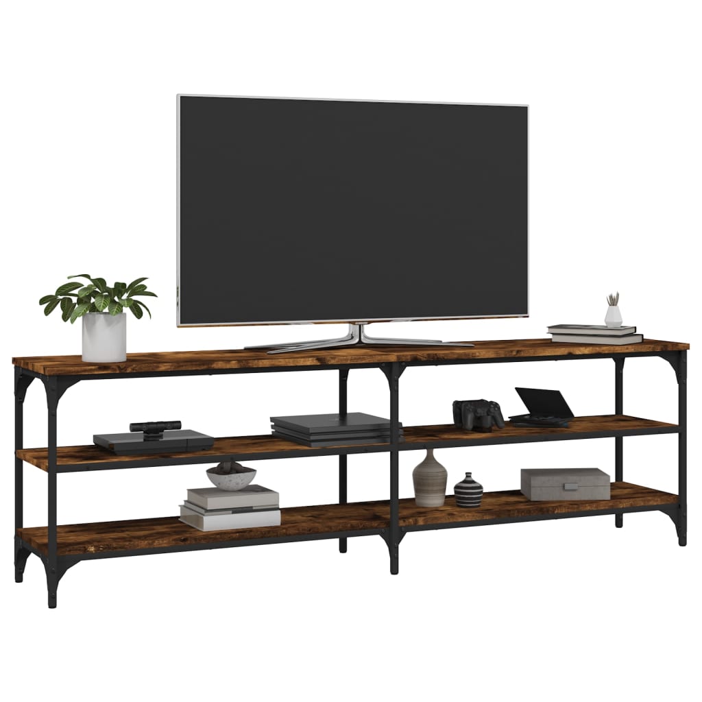 Meuble TV chêne fumé 160x30x50 cm bois d'ingénierie - XIOS