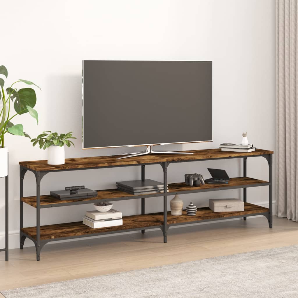 Meuble TV chêne fumé 160x30x50 cm bois d'ingénierie - XIOS
