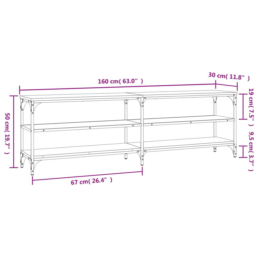 Meuble TV sonoma gris 160x30x50 cm bois d'ingénierie - XIOS
