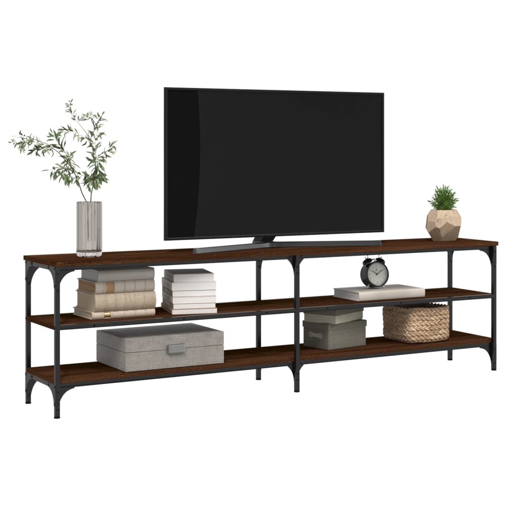 Meuble TV chêne marron 180x30x50 cm bois d'ingénierie et métal - XIOS