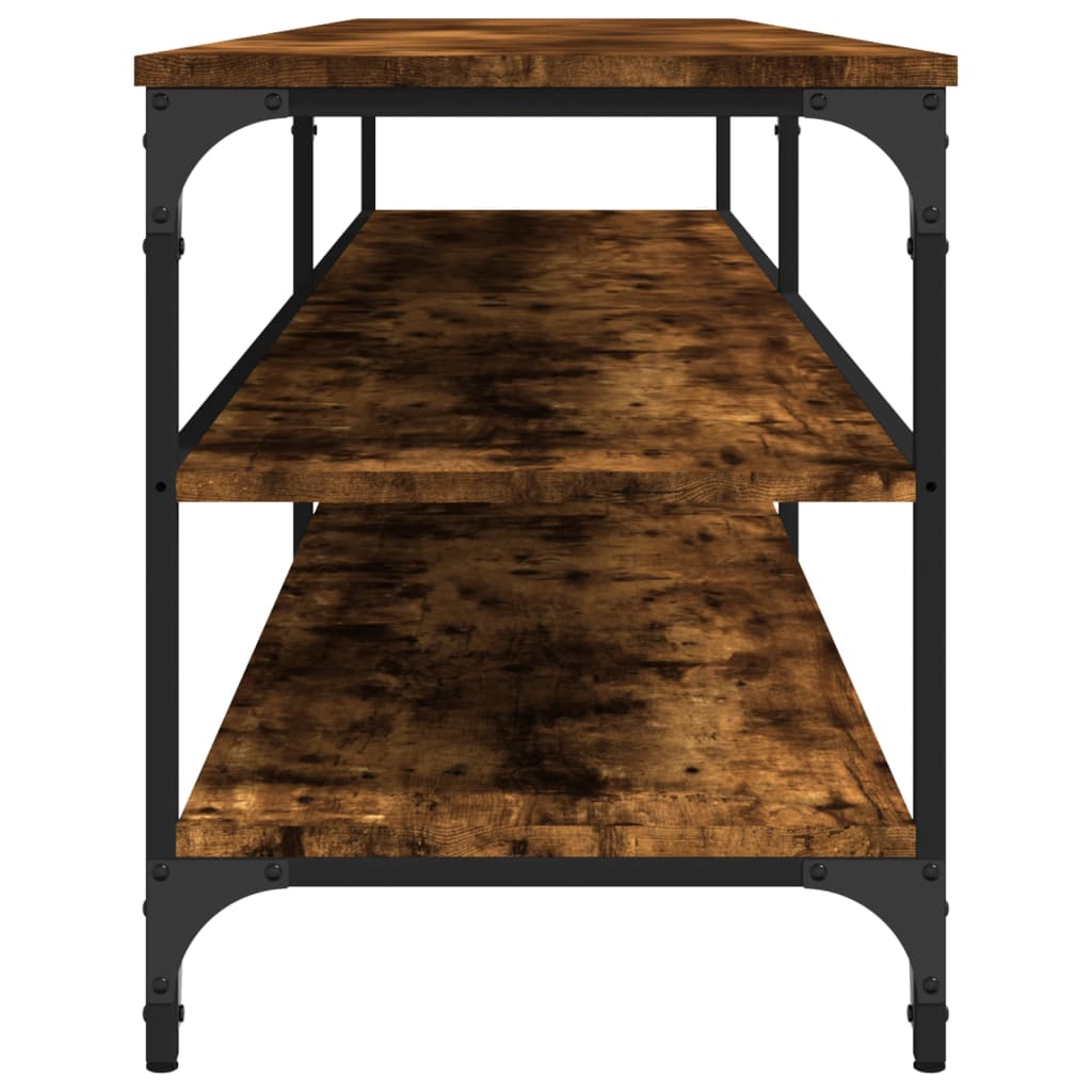 Meuble TV chêne fumé 200x30x50 cm bois d'ingénierie et métal - XIOS