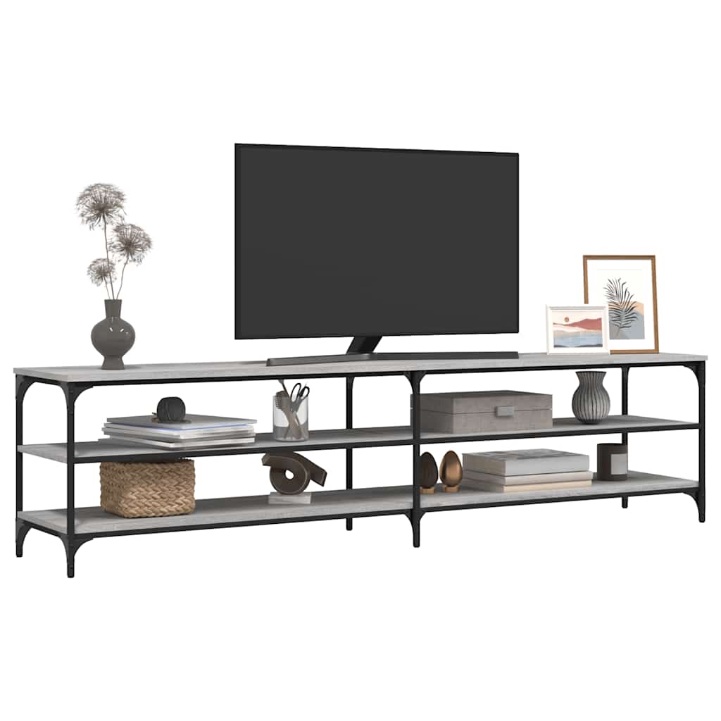 Meuble TV sonoma gris 200x30x50 cm bois d'ingénierie et métal - XIOS