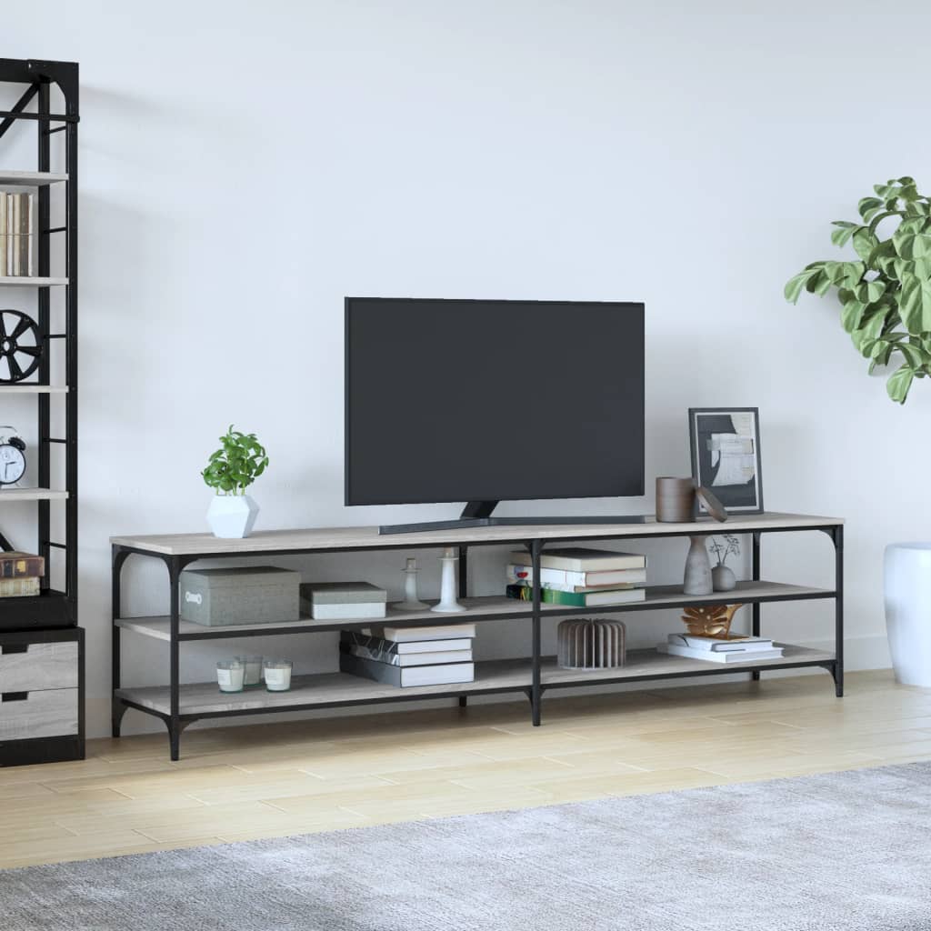 Meuble TV sonoma gris 200x30x50 cm bois d'ingénierie et métal - XIOS
