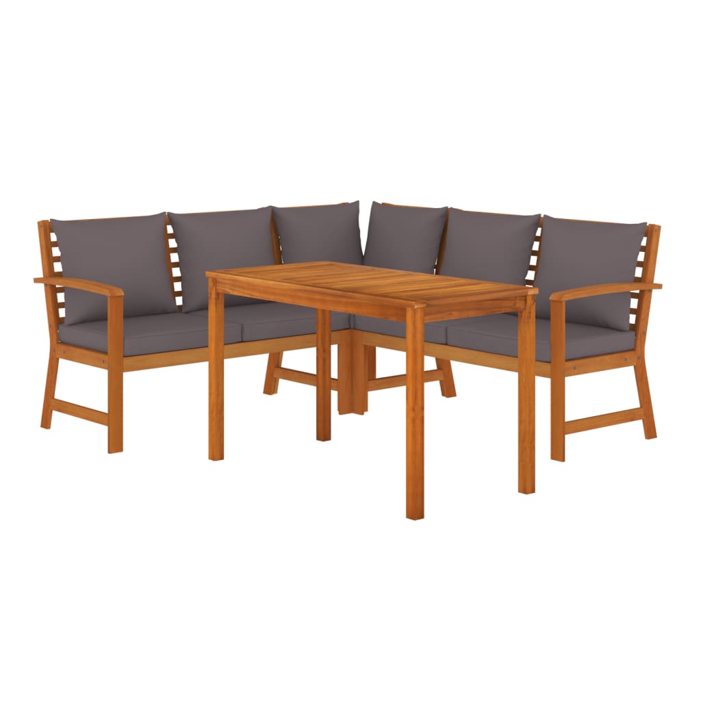 Ensemble à manger de jardin 4 pcs coussins Bois acacia