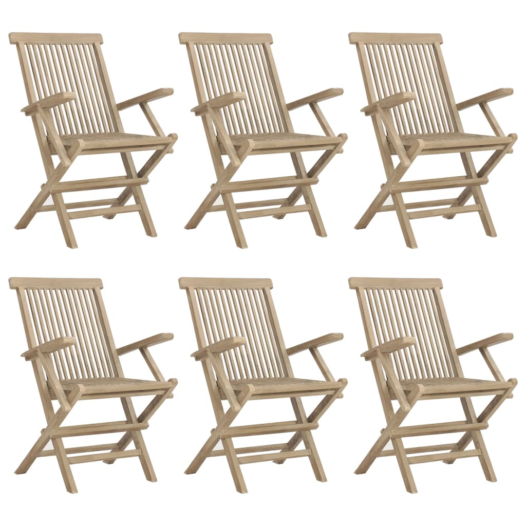 Salon de jardin 7 pcs gris bois de teck solide - XIOS