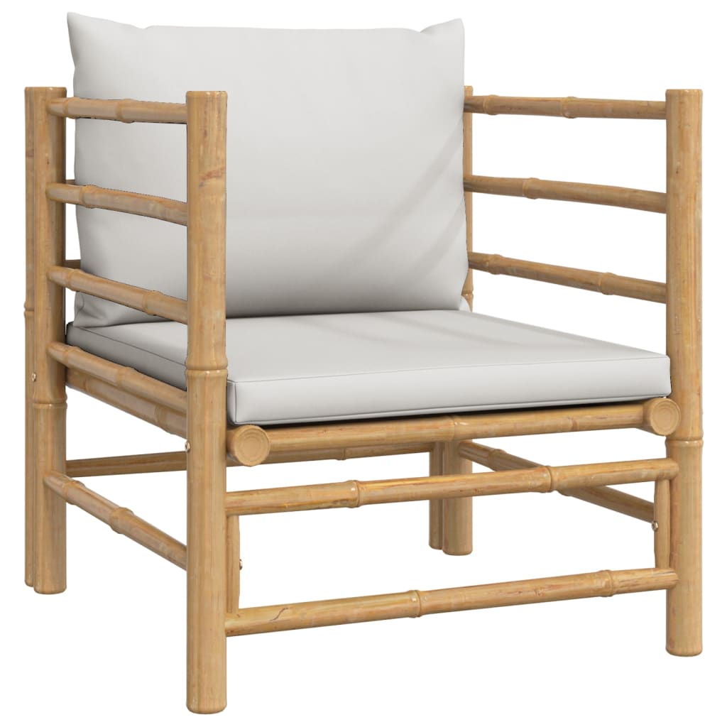 Salon de jardin 8 pcs avec coussins gris clair bambou - XIOS