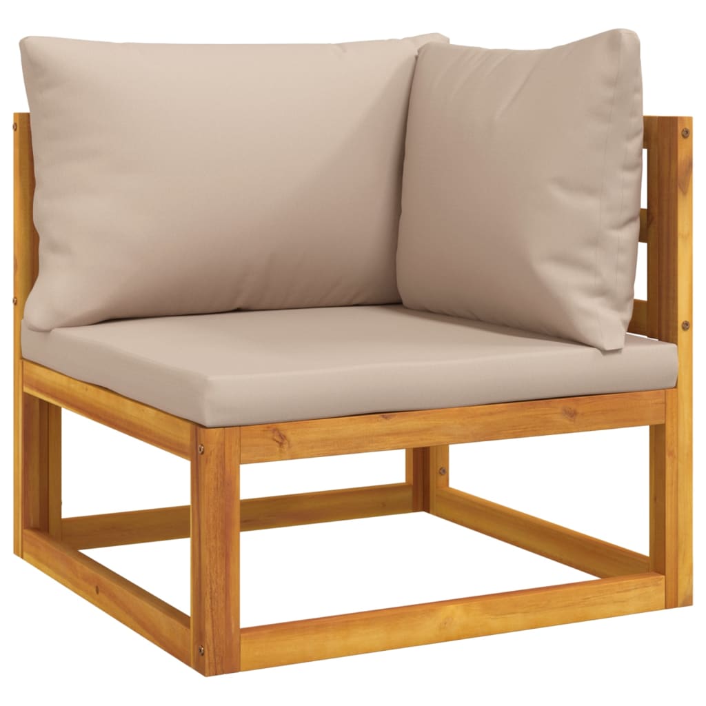 Salon de jardin 6 pcs avec coussins taupe bois massif - XIOS