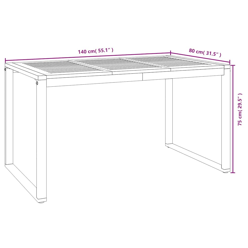 Ensemble à manger de jardin 5 pcs bois d'acacia massif et métal