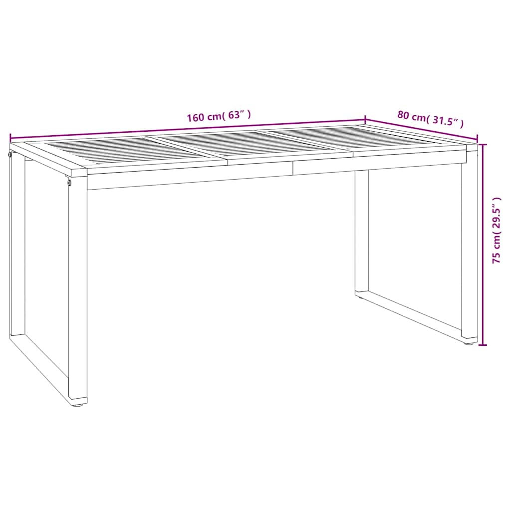 Ensemble à manger de jardin 5 pcs bois d'acacia massif et métal