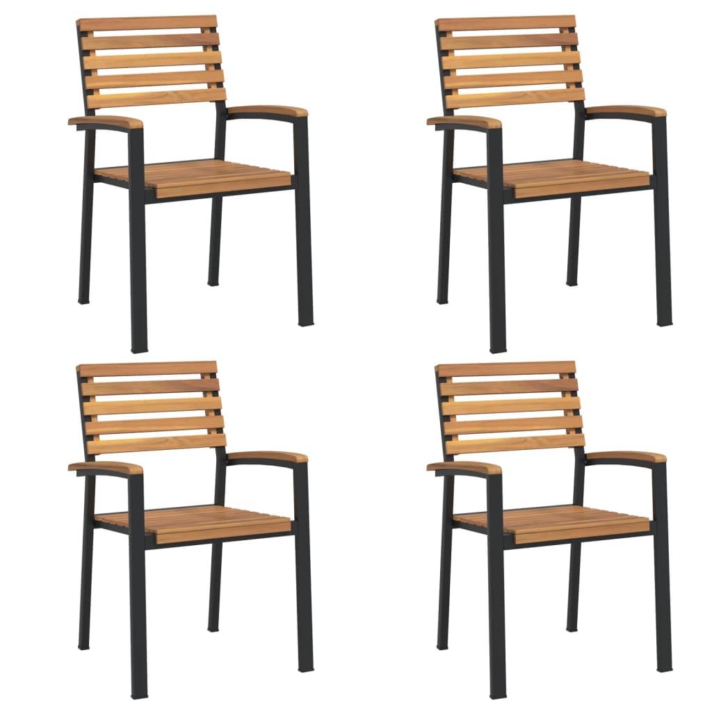 Ensemble à manger de jardin 5 pcs bois d'acacia massif et métal