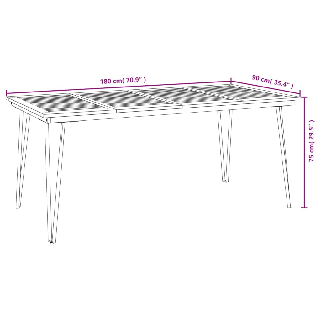 Ensemble à manger de jardin 5 pcs bois d'acacia massif et métal