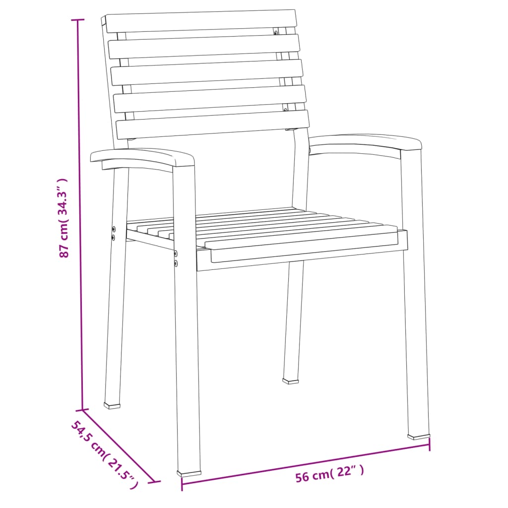 Ensemble à manger de jardin 5 pcs bois d'acacia massif et métal