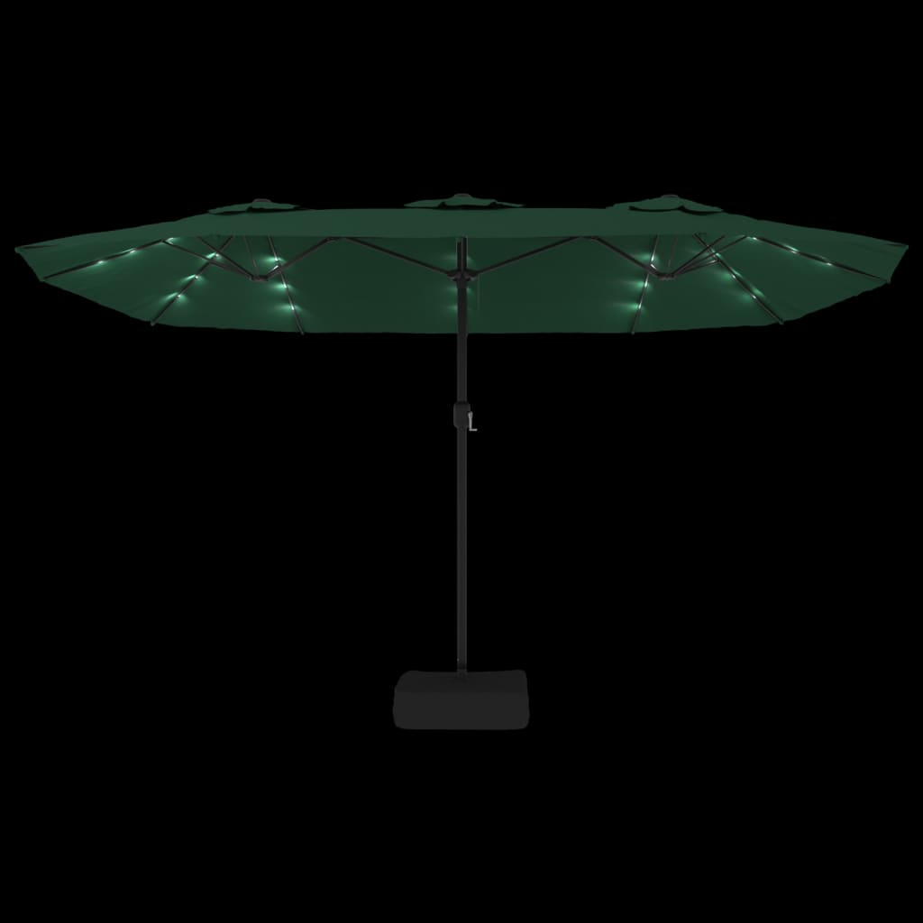 Parasol de jardin à double tête avec LED vert 449x245 cm Parasols & voiles d'ombrage vidaXL