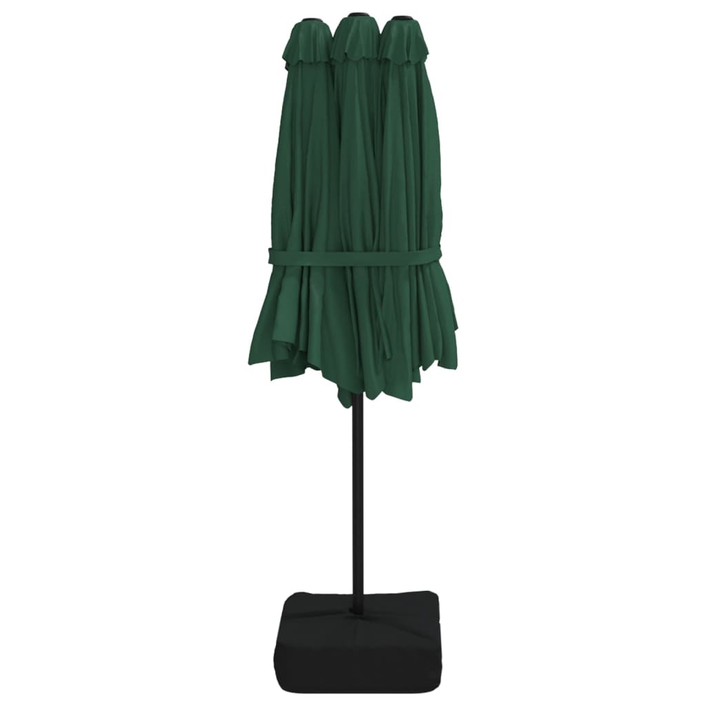Parasol de jardin à double tête avec LED vert 449x245 cm Parasols & voiles d'ombrage vidaXL