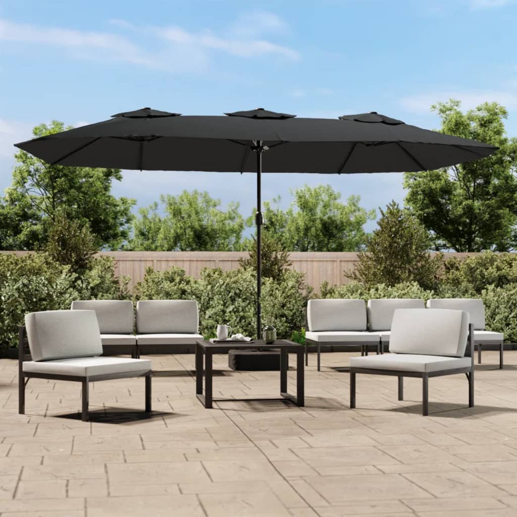 Parasol de jardin à double tête avec LED anthracite 449x245 cm Parasols & voiles d'ombrage vidaXL